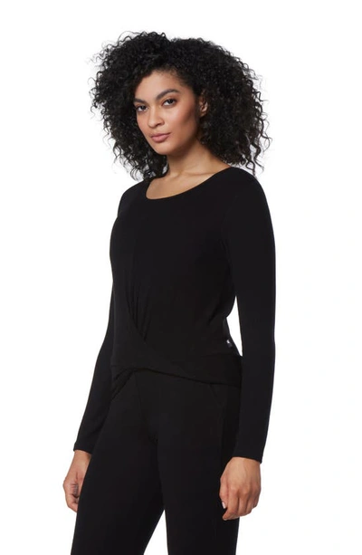 Shop Andrew Marc Sport Twisted Front Long Sleeve T-shirt In Black