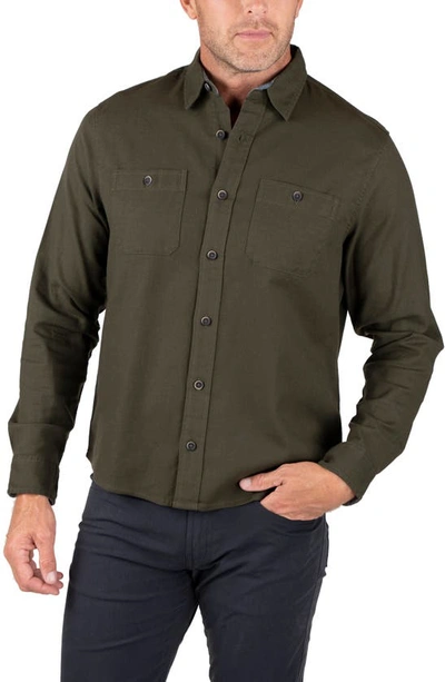 Shop Tailor Vintage Flannel Twill Button-up Shirt In Forest Night