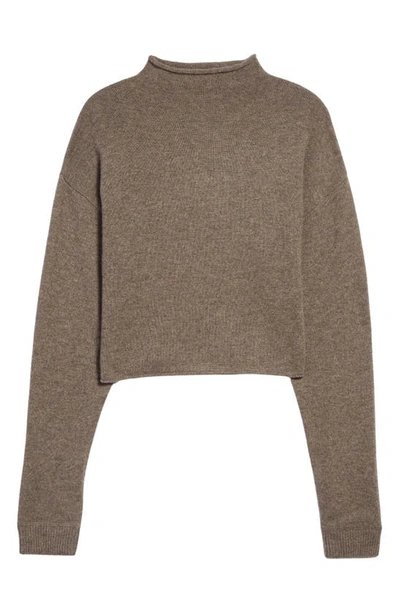 Shop Reformation Recycled Cashmere Blend Crop Roll Neck Sweater In Cocoa
