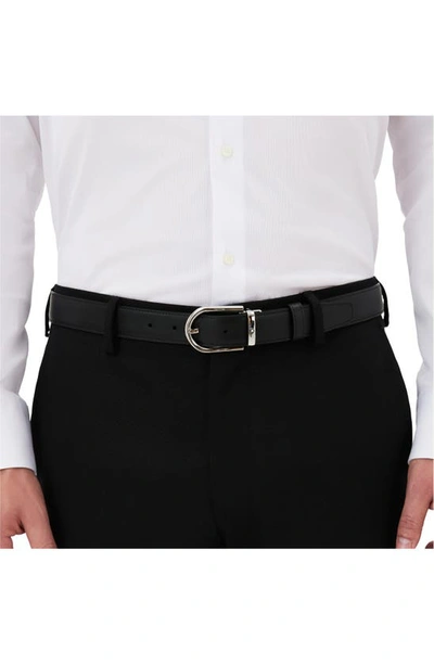 Shop Montblanc Reversible Horseshoe Buckle Leather Belt In Black And Blue