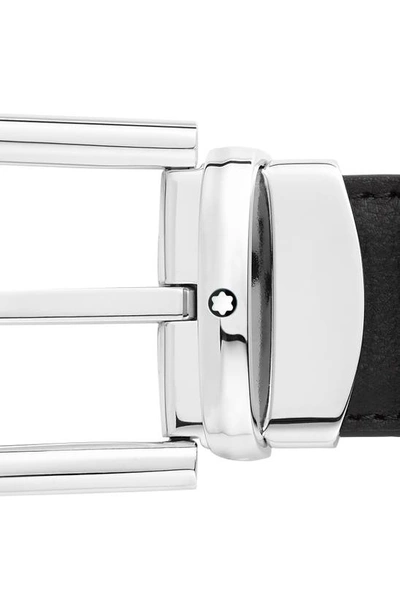 Shop Montblanc Reversible Horseshoe Buckle Leather Belt In Black And Blue