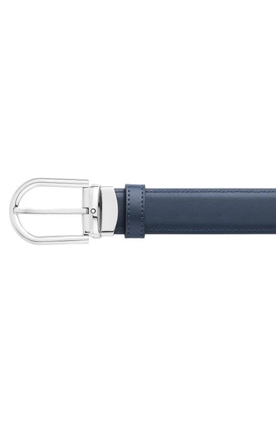 Shop Montblanc Reversible Horseshoe Buckle Leather Belt In Black And Blue