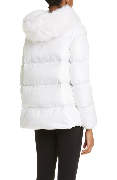 Shop Moncler Laiche Quilted Hooded Down Jacket With Removable Faux Fur Trim In White