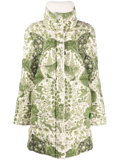 Shop Etro Padded Button-front Jacket In Green