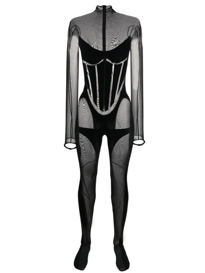 Shop Wolford Sheer Long-length Bodysuit In Black