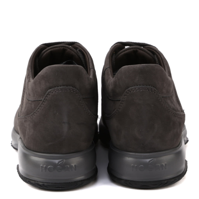 Shop Hogan Interactive Grey Suede Sneakers In Tar