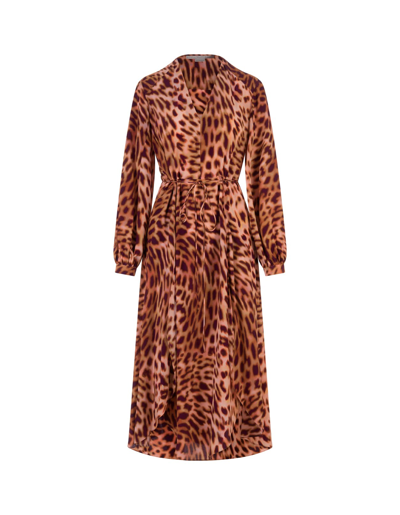 Shop Stella Mccartney Martini Pink Silk Maxi Dress With Cheetah Print