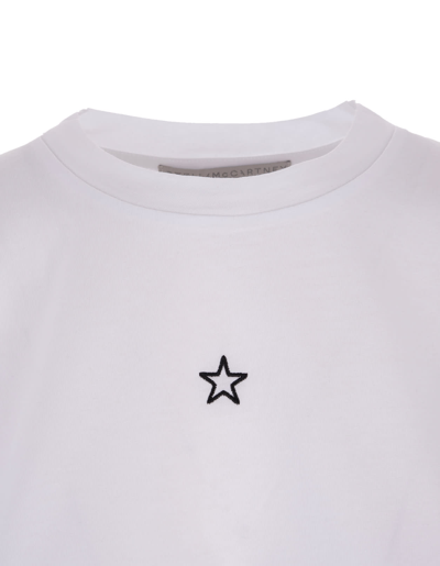 Shop Stella Mccartney Woman White T-shirt With Micro Star Embroidery In Pure White