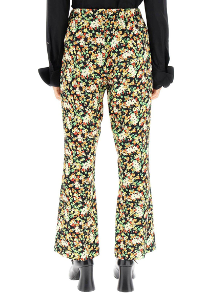 Shop Marni Floral-printed High-waist Trousers In Black