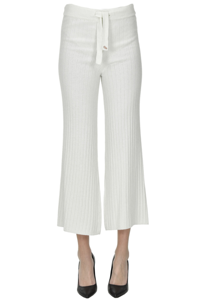 Gdd Gold Digger Denim Cropped Ribbed Knit Trousers In Ivory | ModeSens