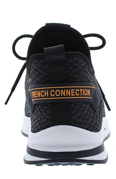 Shop French Connection Shane Snake Embossed Knit Sneaker In Black