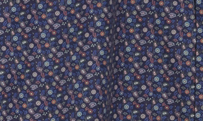 Shop Westzeroone Alvin Floral Print Short Sleeve Button-up Shirt In Navy
