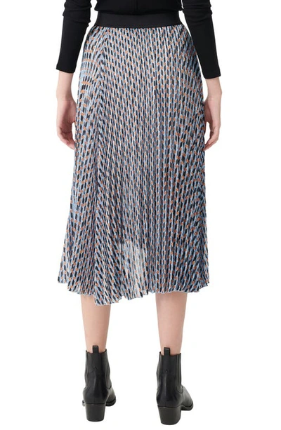 Shop Maje Geometric Print High/low Skirt In Blue