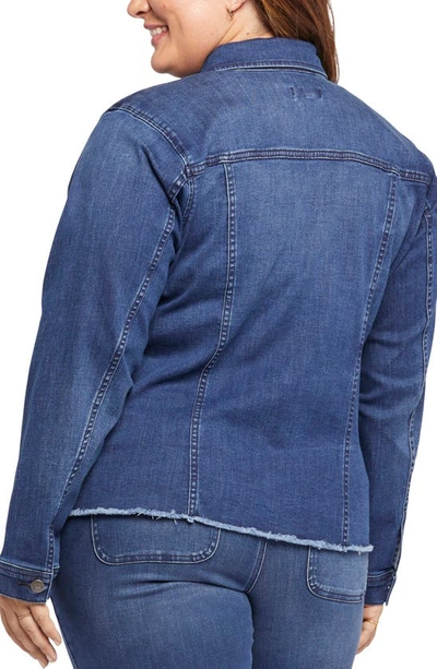 Shop Nydj Fray Hem Denim Trucker Jacket In Rendezvous