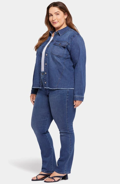 Shop Nydj Fray Hem Denim Trucker Jacket In Rendezvous