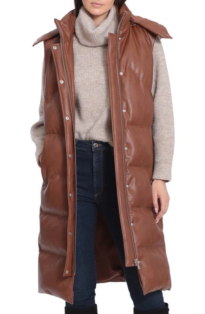 Shop Avec Les Filles Faux-ever Leather™ Longline Thermal Puff™ Faux Down Puffer Vest In Sienna