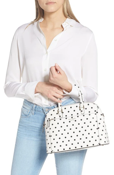 Shop Kate Spade Medium Louise Cabana Dot Leather Satchel In Optic White Multi