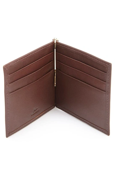 Shop Royce New York Personalized Rfid Leather Money Clip Card Case In Brown- Gold Foil