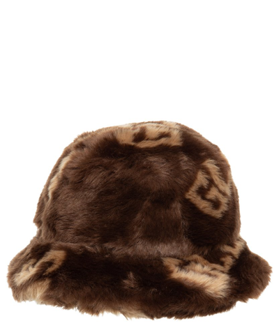 Shop Gcds Logo Printed Bucket Hat In Brown