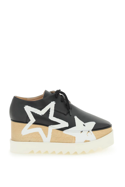 Shop Stella Mccartney Elyse Lace-up Shoes With Stars In Black,white