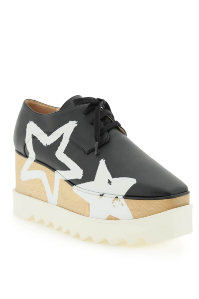 Shop Stella Mccartney Elyse Lace-up Shoes With Stars In Black,white