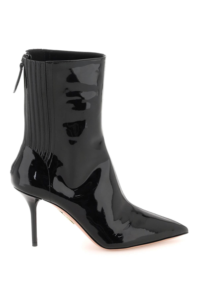 Shop Aquazzura Saint Honore' Patent Leather Ankle Boots In Black