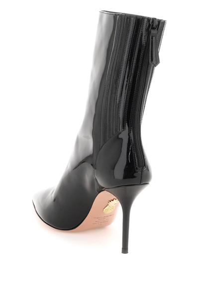 Shop Aquazzura Saint Honore' Patent Leather Ankle Boots In Black