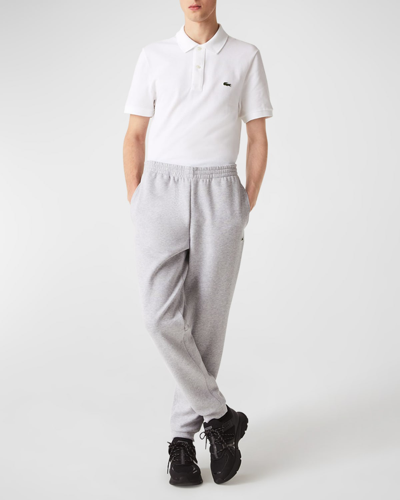 Shop Lacoste Men's Solid Fleece Joggers In Cca Silver Chine