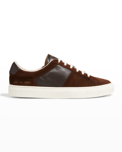 Shop Common Projects Men's Winter Achilles Leather-suede Low-top Sneakers In Brown