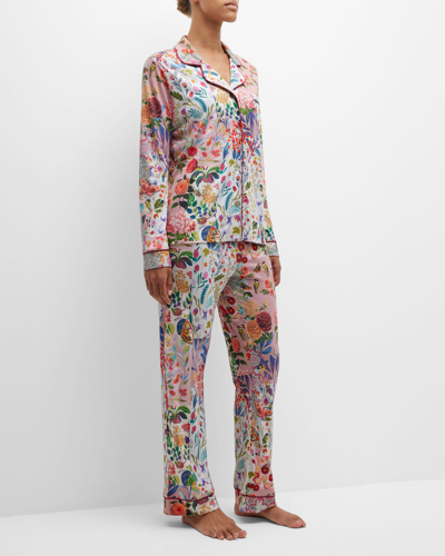 Shop Johnny Was Filomena Long Floral-print Pajama Set In Multi