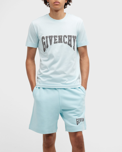 Shop Givenchy Men's Slim-fit Towel Varsity T-shirt In Acqua Marine
