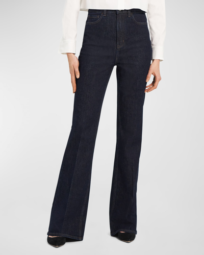 Shop Theory Demitria High-waist Flare Denim Jeans In Indg