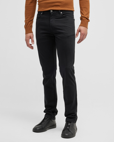 Zegna Roccia Stonewashed Wool Trousers In Black Solid