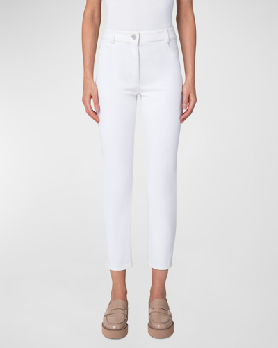 Akris Punto Maru Slim-leg Ankle Stretch Denim Pants In Cream