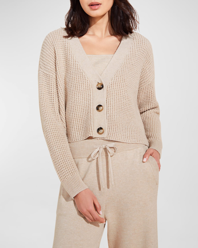 Shop Eberjey Recycled Button-down Cropped Cardigan In Oat