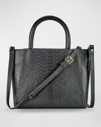 Gigi New York Dylan Mini Python-embossed Satchel Bag In Black