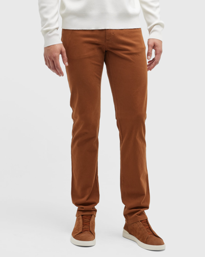 Shop Zegna Men's 5-pocket Pants In Light Brown Solid