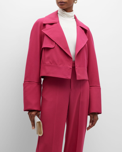 Bite Studios Wool Moto Jacket With Oversized Sleeves In Pink | ModeSens