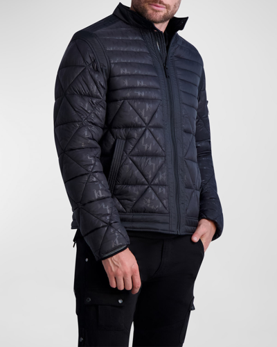Shop Karl Lagerfeld Men's Monogram Quilted Jacket In Black
