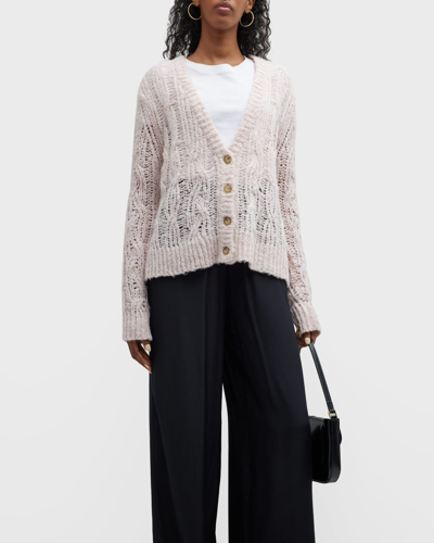 Shop Atm Anthony Thomas Melillo Open-knit Wool Cardigan In Faded Dawn