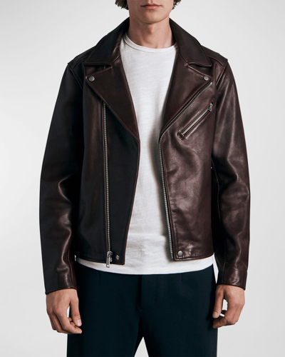 Shop Rag & Bone Men's Buzz Leather Moto Jacket In Burgundy