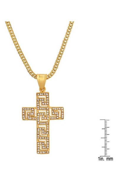 Shop Hmy Jewelry Crystal Pavé Open Cross Pendant Necklace In Yellow