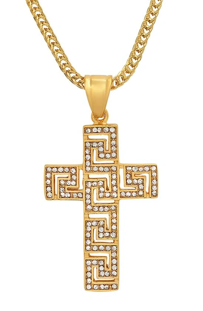 Shop Hmy Jewelry Crystal Pavé Open Cross Pendant Necklace In Yellow