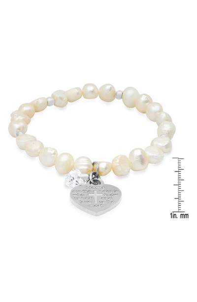 Shop Hmy Jewelry Stainless Steel & Freshwater Pearl Stretch Bracelet In Gold