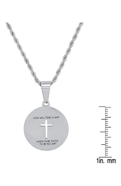 Shop Hmy Jewelry Stainless Steel Cross Pendant Necklace In Metallic