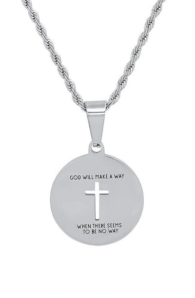 Shop Hmy Jewelry Stainless Steel Cross Pendant Necklace In Metallic