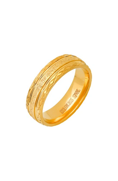 Shop Hmy Jewelry Textured Band Ring In Gold