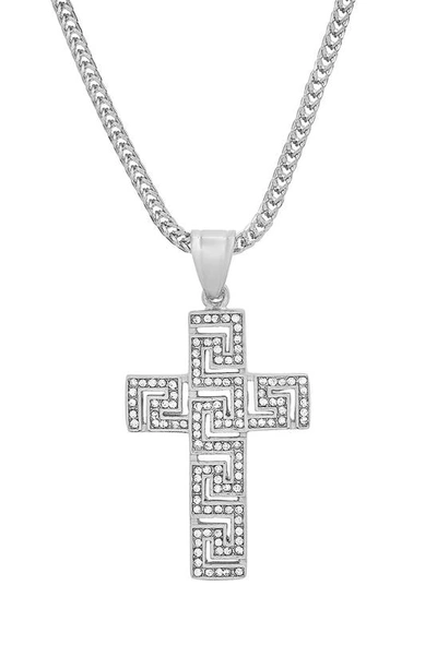 Shop Hmy Jewelry Stainless Steel Crystal Cross Necklace In Metallic