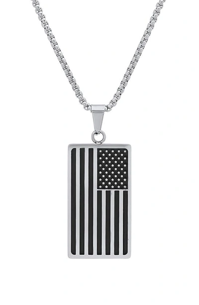Shop Hmy Jewelry Black Enamel Flag Pendant Necklace In Metallic