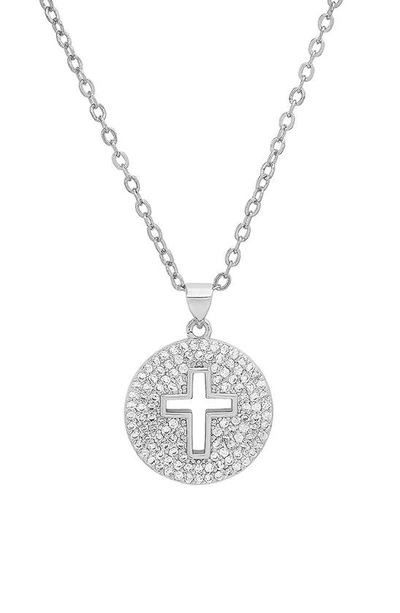 Shop Hmy Jewelry 18k Gold Plated Crystal Cross Necklace In Metallic